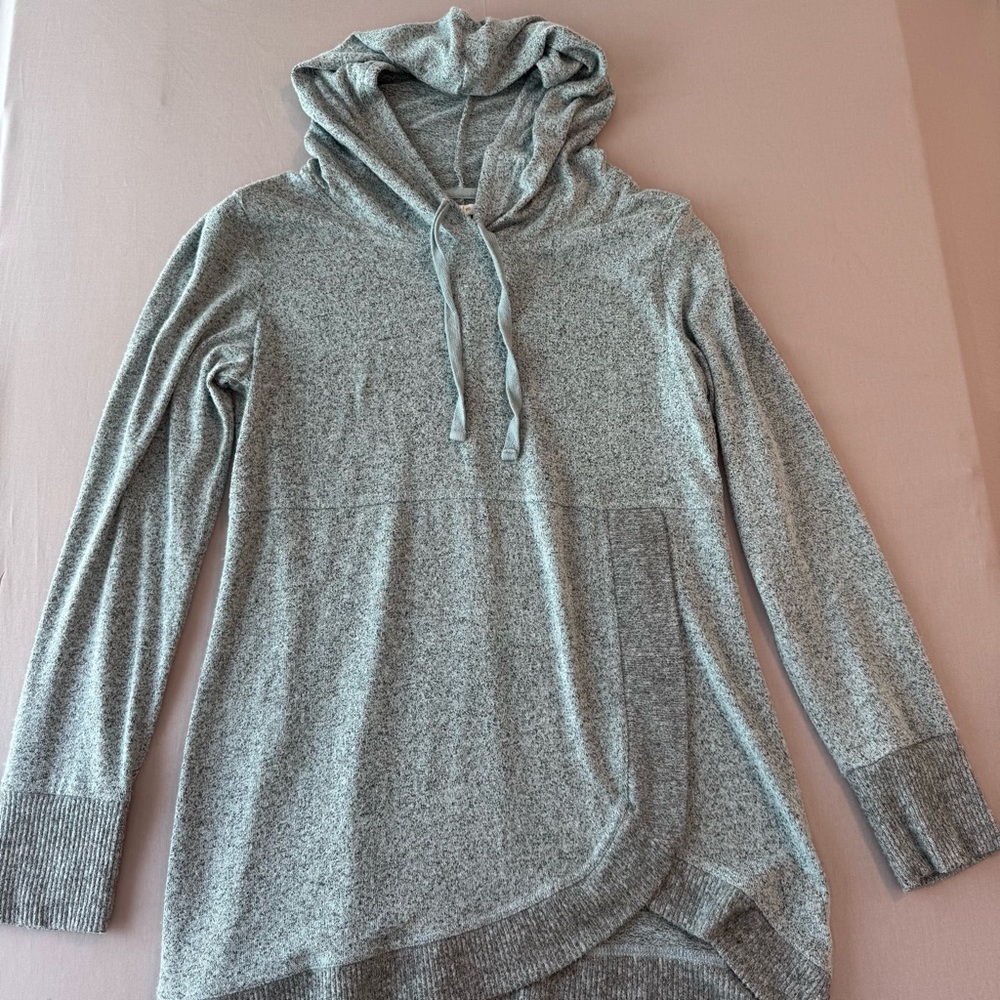 Maurice's Heathered Blue Lighweight Hooded Tunic Sweater